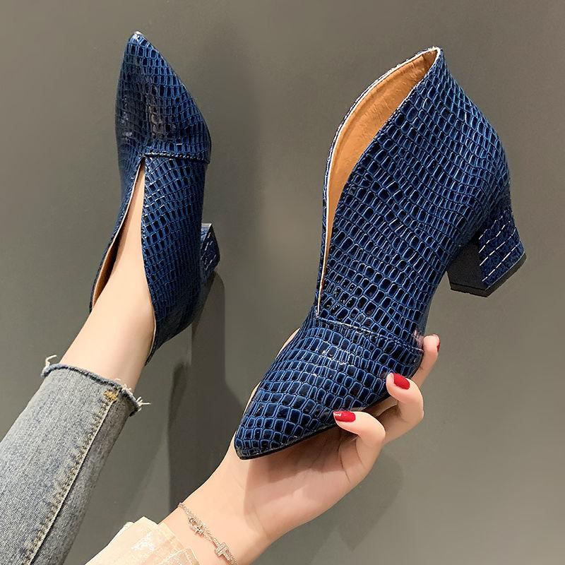 Fashion FHC New V Shape vamp High Heels Naked Boots Woman,Women's Snake PU Leather Shoes,Pointed toe,Ankle Botas,Black,BLUE,Dropship
