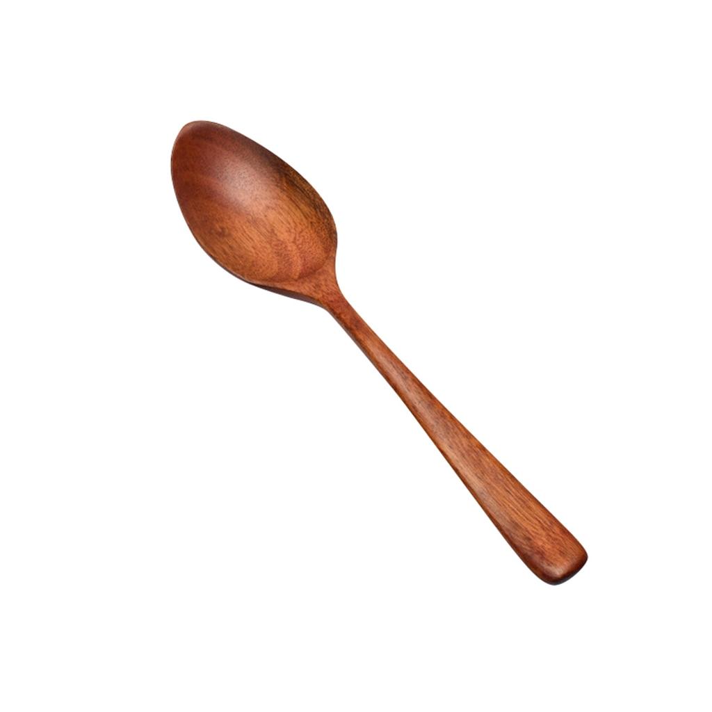 Japanese Wooden Spoon Long Handle Ramen Spoon Baby Eating Spoon Drinking Porridge Spoon Household Wood Tableware Round Spoon