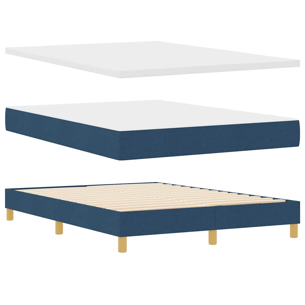 Box Spring Bed with Mattress and Headboard Blue 140 x 190 cm Fabric