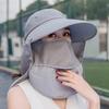 Women Detachable Cover Neck Flap Wide Brim Anti UV Breathable Beach Cap Sun Hat