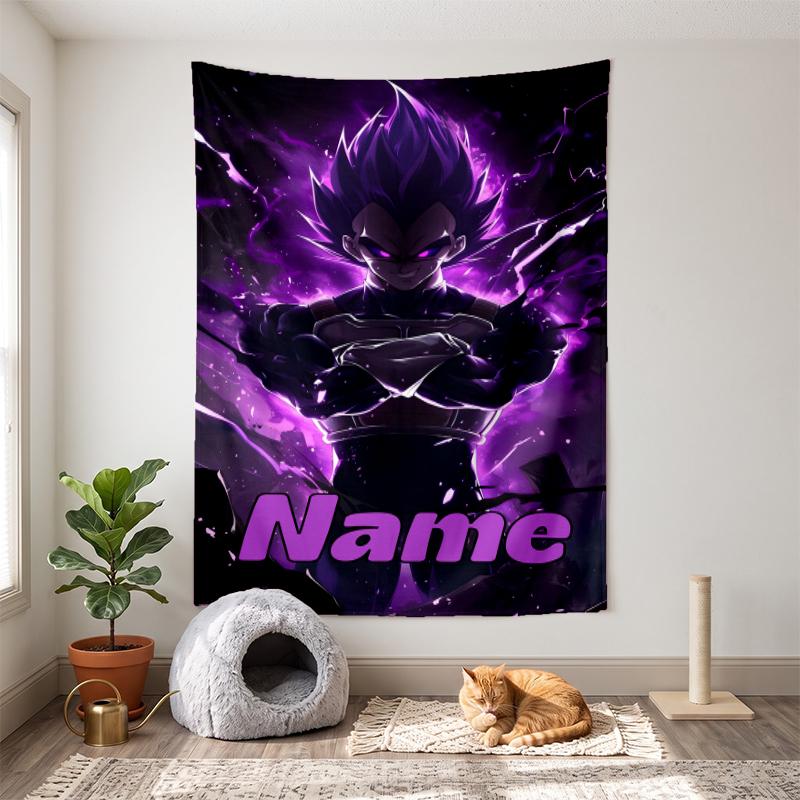 Vegeta (1) Personalisierbare Namens-Dekorations-Wandteppich, ideale Wahl für die Wanddekoration in Schlafzimmern, Wohnzimmern, Studentenwohnheimen und Zuhause 180cmx230cm