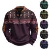 Men's Print Western Pullover Sweatshirt Pattern Long Sleeve Top