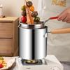 304 Stainless Steel Milk and Fry Pot with Wooden Handle and Filter Basket, Induction Compatible, Oil-Saving Deep Pot for Soup and Skewers.