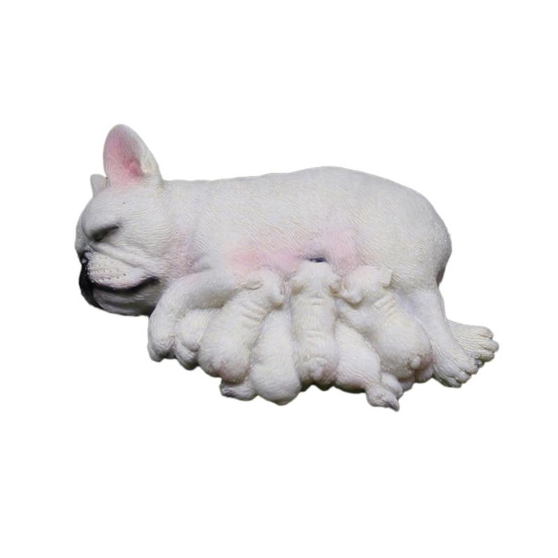 

Nurturing Dog Miniature Nursing Mom French Dog and Baby Puppies Resins Figurine for Home Tabletop Shelf Display Ornament
