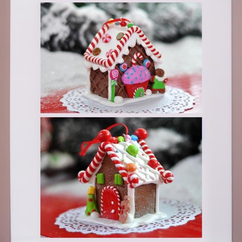 1Pc House Ornaments Holiday Christmas Tree Ornament Gingerbread Christmas Decor With Rope Gingerbread House Decor