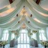 White 10M Wedding Ceiling Drapes Decortions Shiny Chiffon Curtain Draping Drapery for Mariage Outdoor Ceremony Swag Party Decor