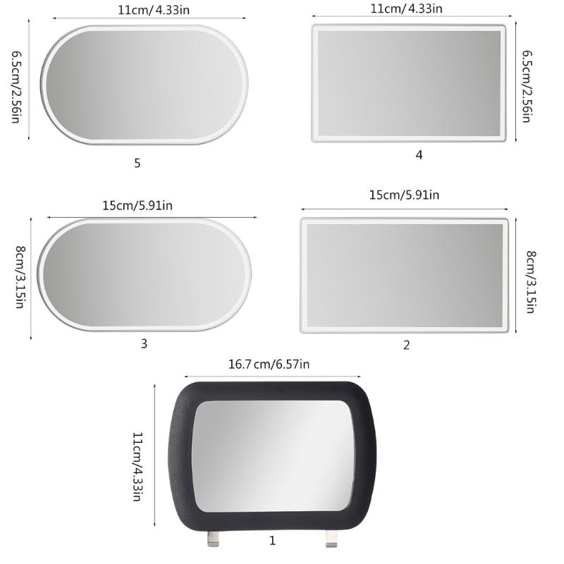 Car Sun Visors Makeup Mirror Stainless Universal Adhesive Easy Installation for Car Visors Seatback Cosmetic Mirror