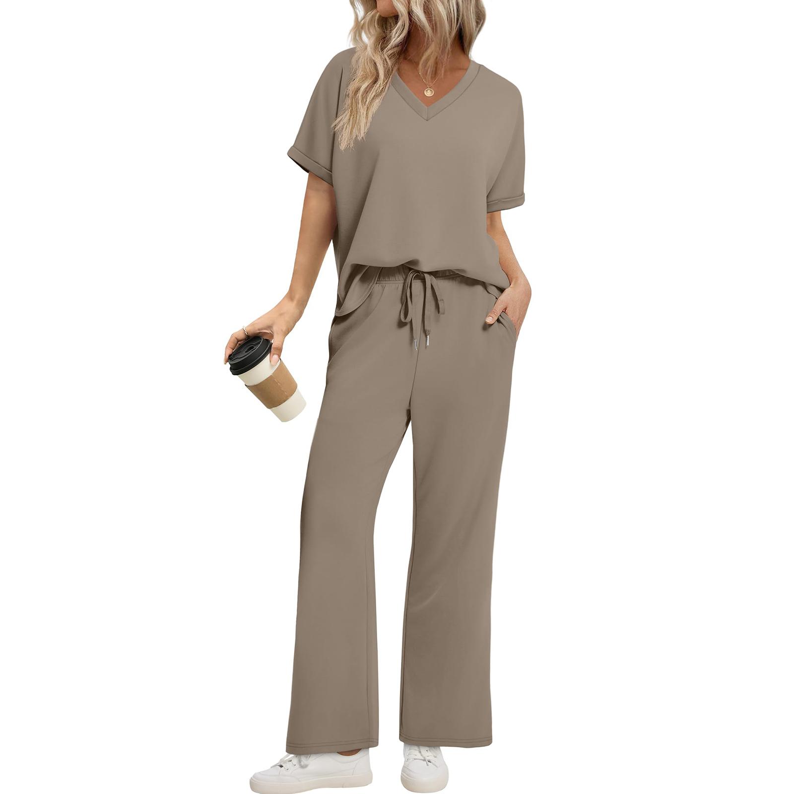 

Women s Two-Piece Summer Slightly Loose Top And Pants Casual Set S