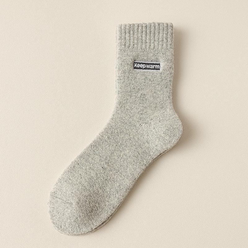 Men's Cashmere Wool Mid-Calf Socks - Velvet Thickened, Terry, Odor-Resistant, Warm Sleep Socks for Autumn/Winter