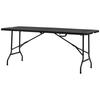 Folding Garden Dining Table for 6, Rectangular Outdoor Dining Table with HDPE Tabletop, Foldable Garden Table with Steel Frame for Balcony, Porch