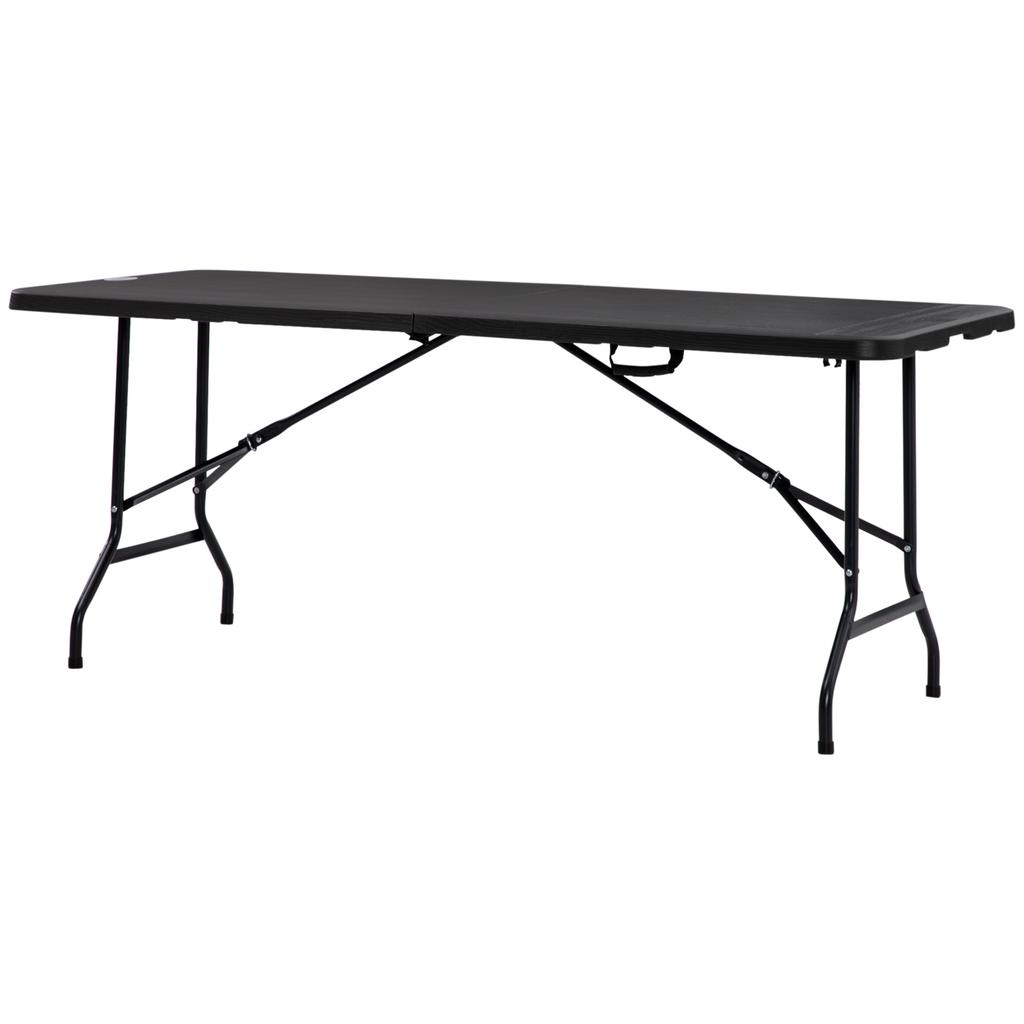 Folding Garden Dining Table for 6, Rectangular Outdoor Dining Table with HDPE Tabletop, Foldable Garden Table with Steel Frame for Balcony, Porch