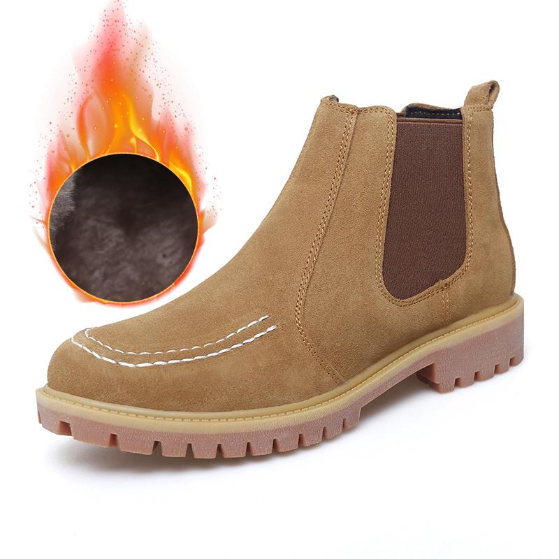 

Мужские ботинки челси, нескользящие зимние ботинки из искусственной замши, с круглым носком, на платформе, теплые короткие ботинки, размер 38-47 47