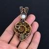 Ammonite Fossil 999 Copper Wire Wrapped Pendant, Handmade Gemstone Jewelry Pendant For Memorial Day