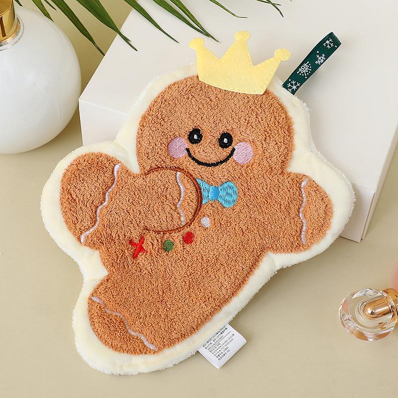Coral Fleece Christmas Santa Claus Hand Towels Water Absorption Quick-Drying Hand Towel Christmas Tree Bell Kitchen Bathroom