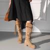 Spot second hair! Wasteland wind summer Maillard travel knight boots pile boots thick heel Martin boots women