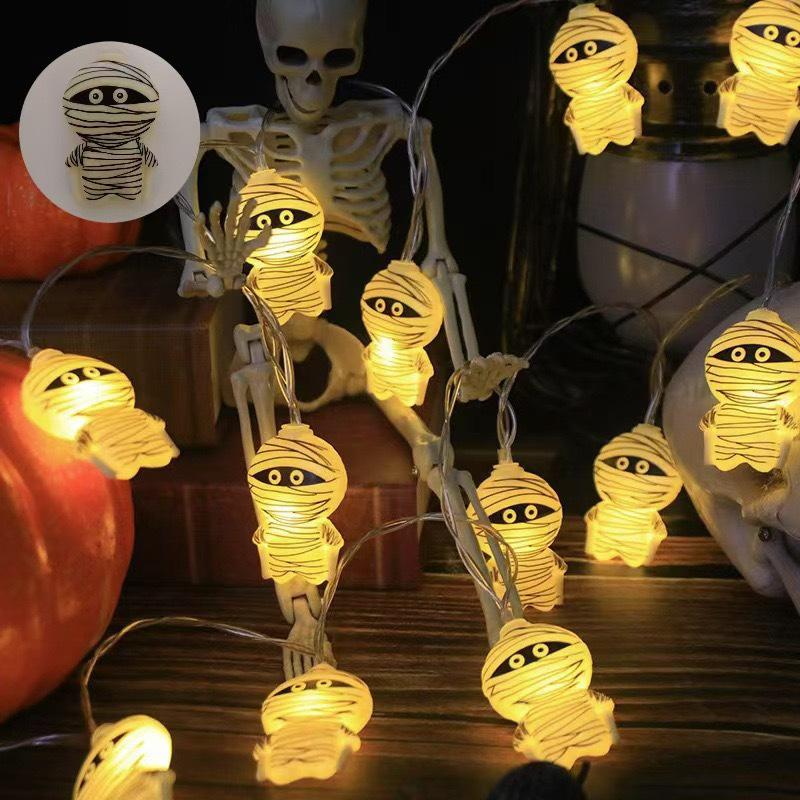 Halloween LED Decorative Lights: Ghost, Spider Web, Skull & Pumpkin String for Witchy Atmosphere