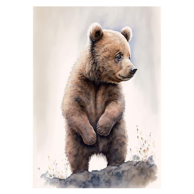 Watercolor Baby Animals Cute Warmth Prints Poster Canvas Painting Modern Wall Art Pictures Living Room Bedroom Home Decoration