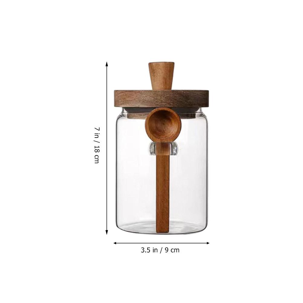 Glass Storage Jar Coffee Bean Airtight Sealed Wood Lid Transparent Kitchen Canister Tea Sugar Grain Container Glass Sealed Jar прозрачный