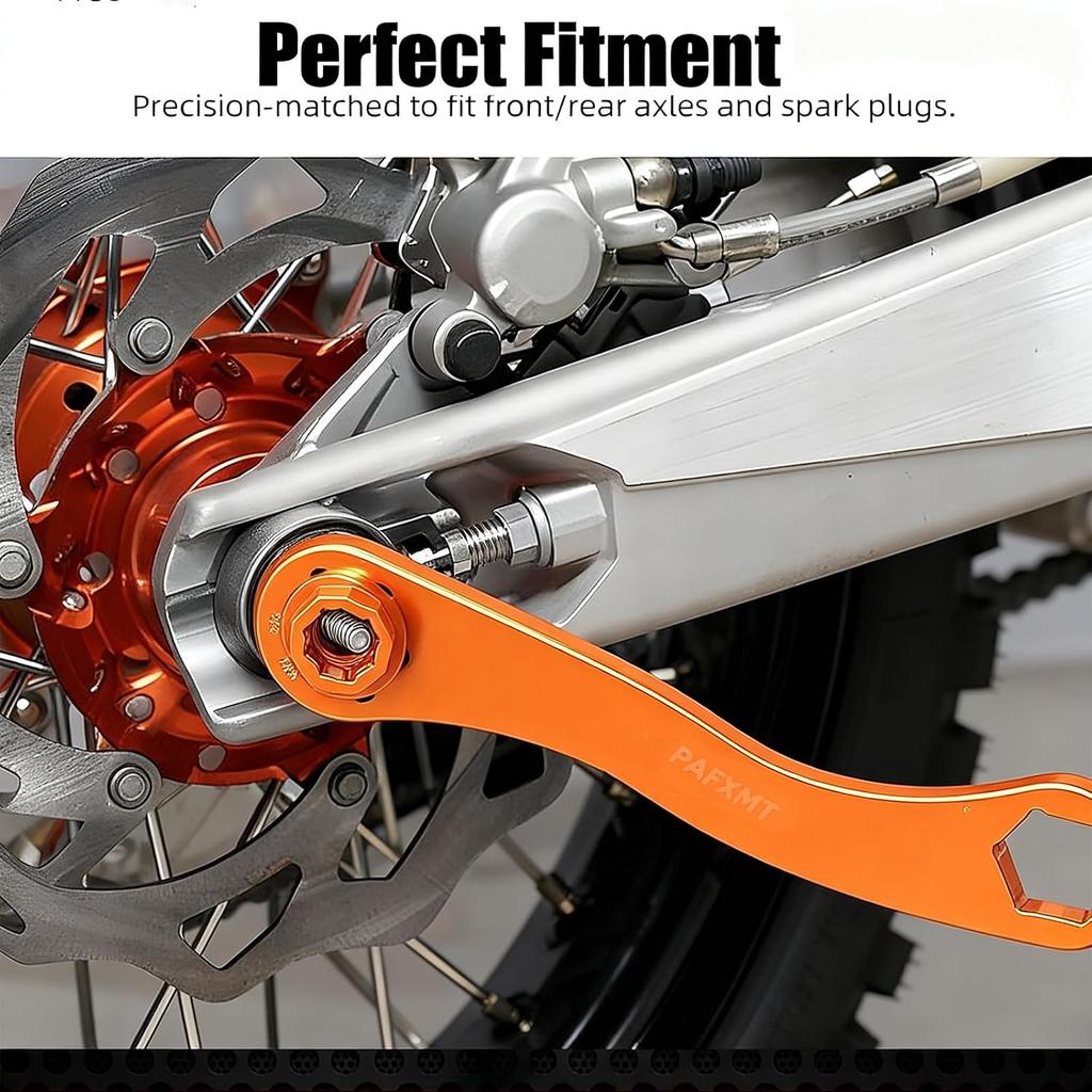Orange Aluminum Axle Wrench Removal Tool,17X27X32mm Axle Wrench Spanner Compatible with KTM 150-500 XC/SX/XCF/SXF 2023-2024,Compatible with Husqvarna