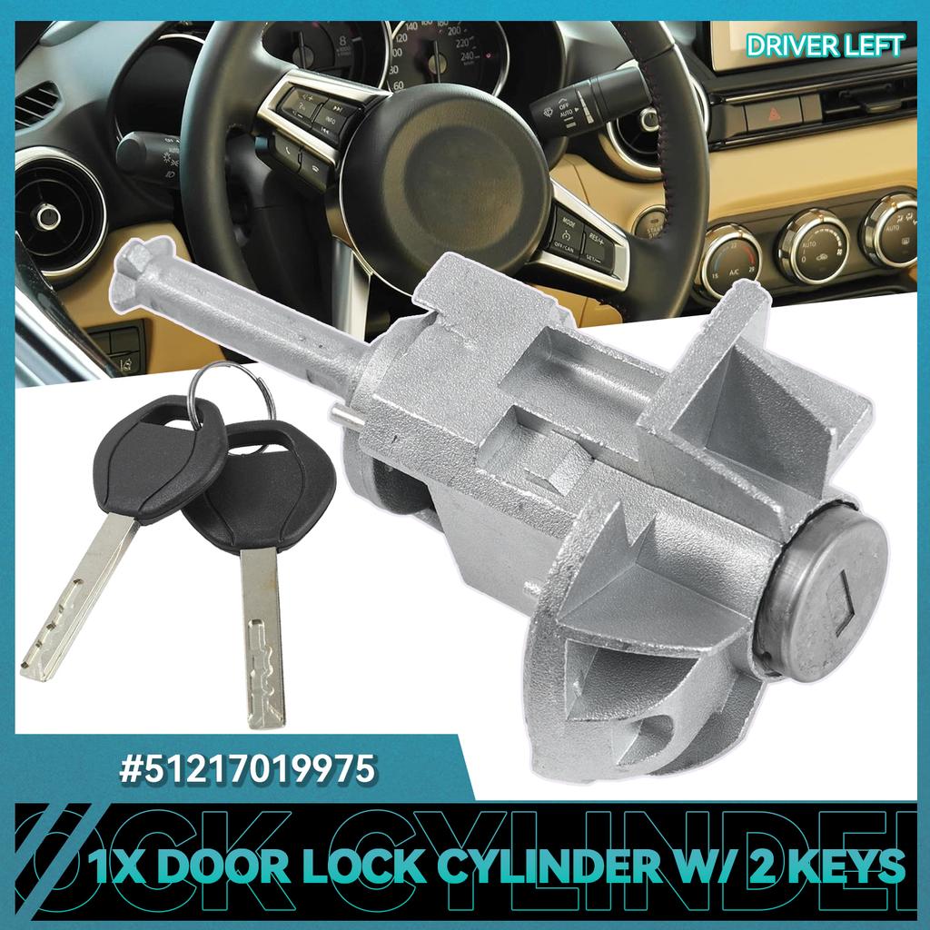 For BMW 3 Series E46 325i 325ci 325xi 2001-2006 Front Left Car Door Lock Cylinder Barrel WITH 2 KEYS 51217019975 51 21 7 019 975