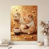 Kreatives DIY-Rahmen-Perlenkunst-Set mit süßem Katzen-Kaffee-Muster, glitzernde Perlenleinwand, fertig zum Aufhängen, entspannendes Geschenk für Erwachsene