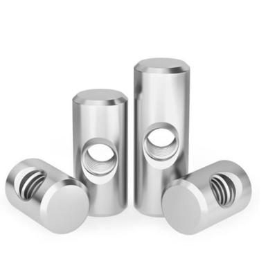 304 Stainless Steel Cylindrical Pin with Cross Hole & Embedded Hammer-Head Nut, Special-Shaped Screw Thread M4/M5/M6