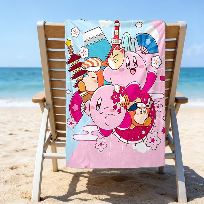 1pc Kirby2 Beach Towel, Beach and Seaside Swimming Pool Equipment, Fashion Pattern, Rectangular, Travel Essentials