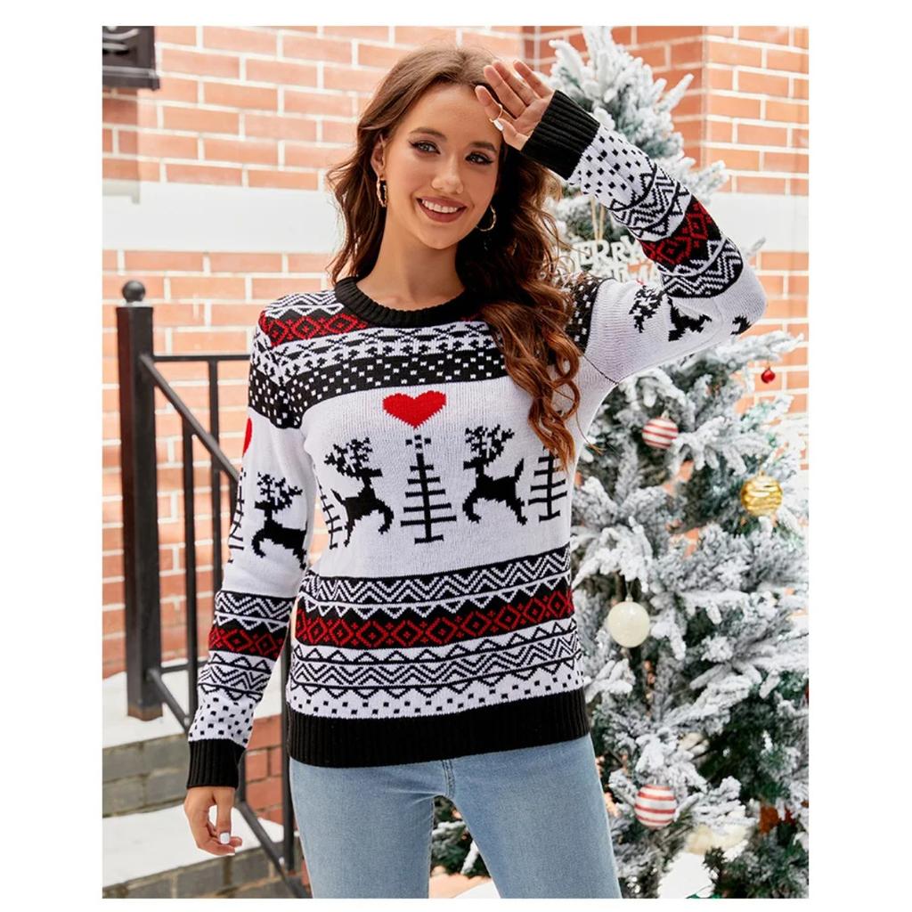New Women's Jacquard Casual Sweater, Lazy Sweater, Christmas Autumn/Winter Women's Knitted Sweater Ropa Mujer Tendencia