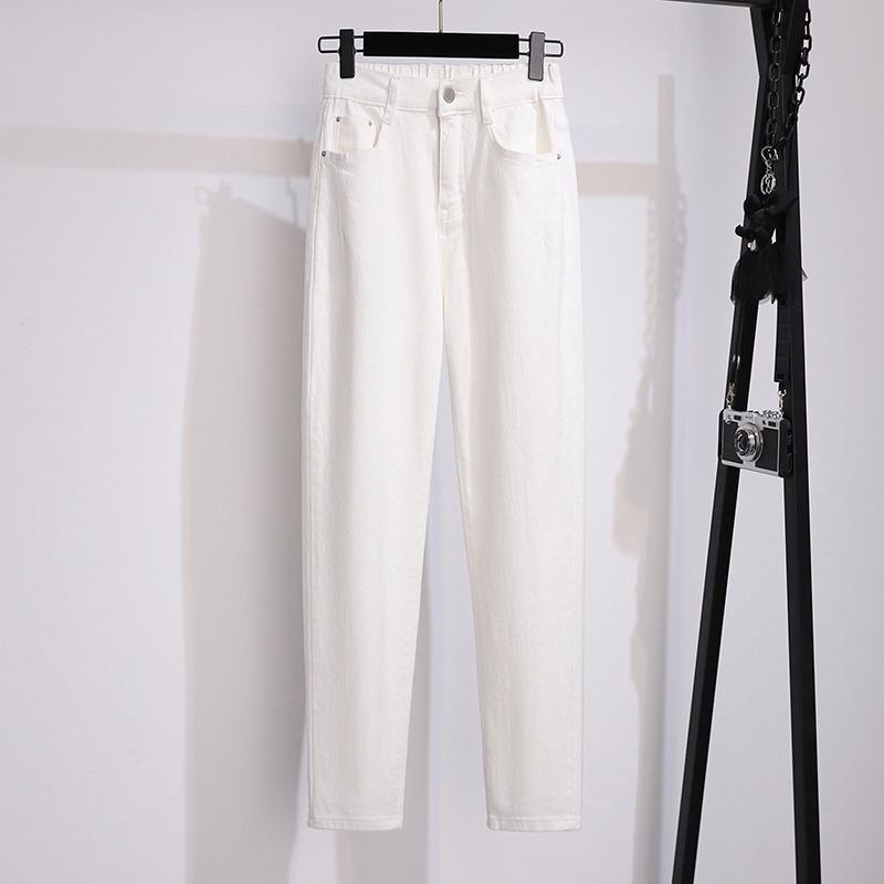 Plus Size High Waist Denim Slimming Dad Pants - Casual and Loose Fit for Women
