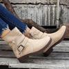 Retro Suede Martin Boots: Women's Plus Size Ankle Boots (Sizes 35-43), Studded Flat Heel, Unisex Couples' Short Boots