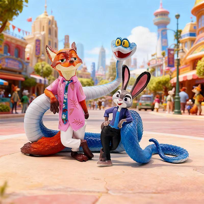 Anime Zootopia 2 Nick Wilde Judith Laverne Hopps Gary Snake Figure Computer Case Decoration Model Doll Desktop Ornament Toy Gift