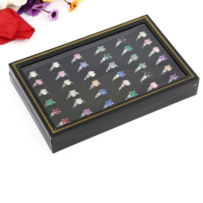 36 Slots Ring Storage Earrings Ring Display Window Empty Box Jewelry Organizer Holder