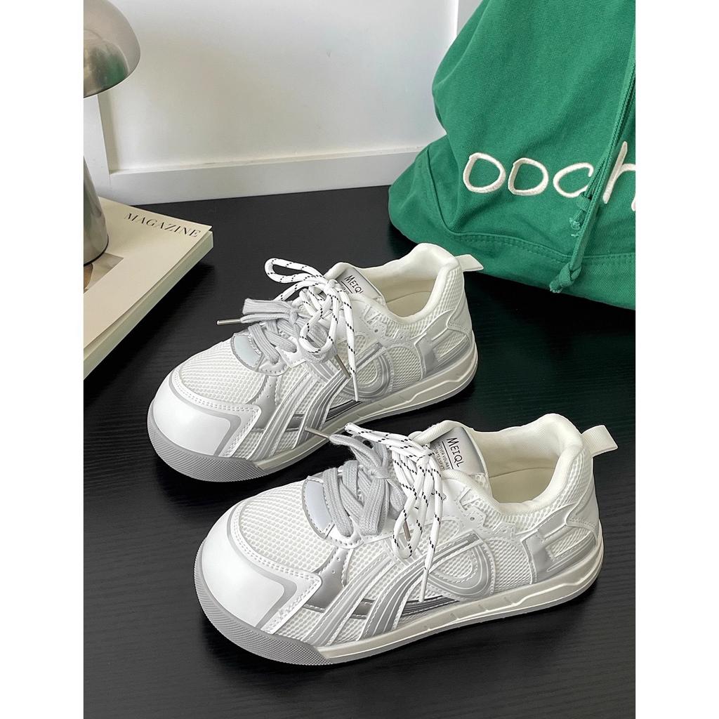 Niche Mesh Lace-up Little White Shoes Women's 2025 Summer New Fashion Versatile Comfortable Sports Leisure Lightweight Board Shoes