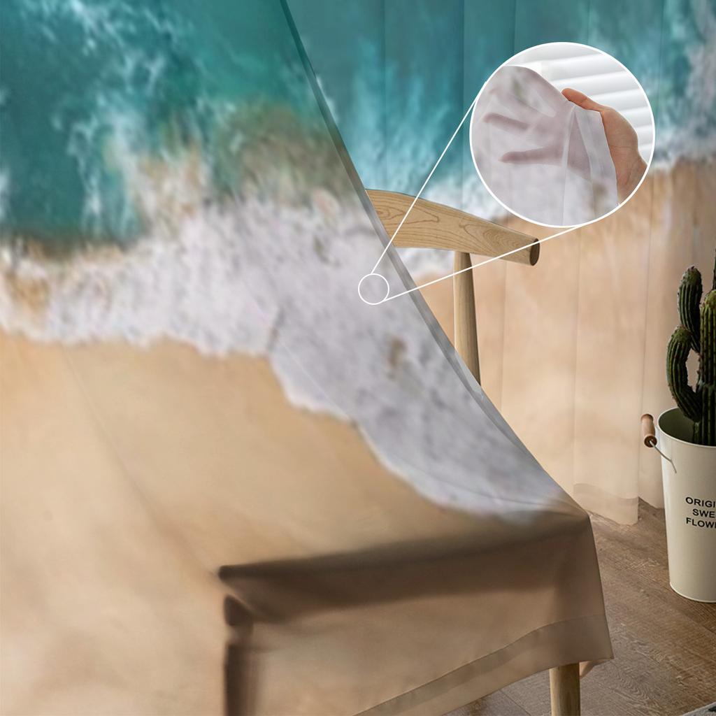 Beach With A Beautiful Clear Ocean Sheer Curtains For Living Room Window Transparent Voile Tulle Curtain Bedroom Drapes