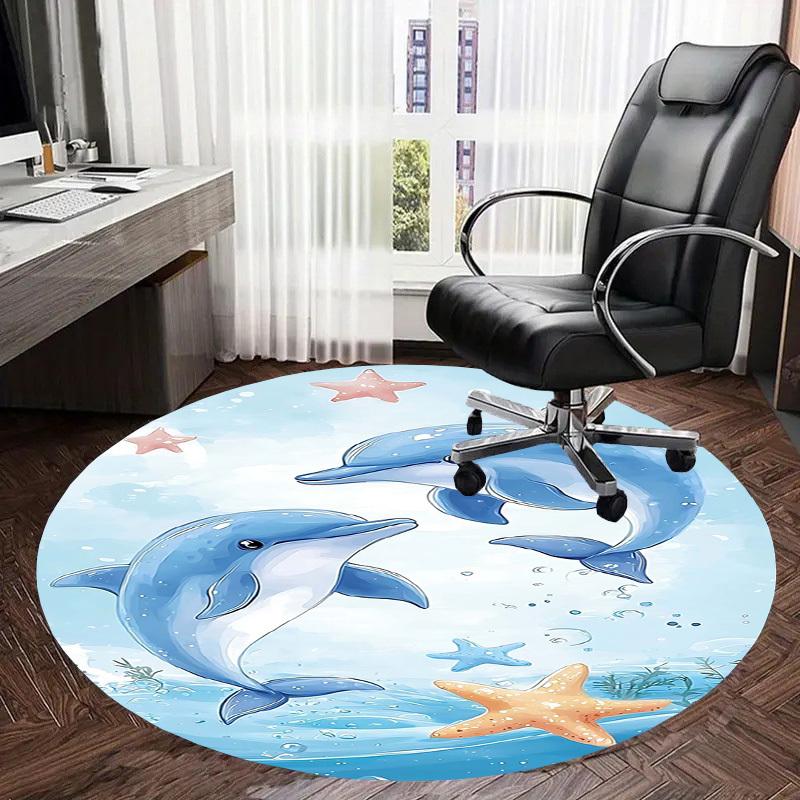 1PC Dolphins Starfish Non-Slip Floor Round carpet, Office, family, bedroom, Large Area Rug Indoor Rugs, Vibrant Colors-Z0465