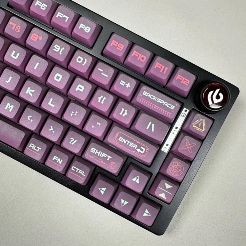 XDA Height 128Keys Keycaps Set In Gradual Change Color Cyber Type Keycap Enhances Typing For Mechanical Keyboards