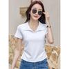 Turn-down Collar Short Sleeve T-shirt White Polo Shirt Women's Summer New Style Elegant Top Solid Color Casual T-shirt