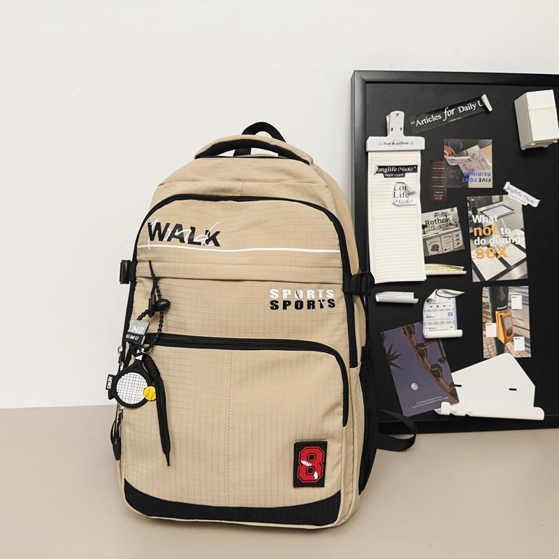 

Простой школьный рюкзак для девочек, учениц средней школы, большой вместимости, повседневный, новый, легкий, для учеников средней школы, кампус, мужской рюкзак хаки