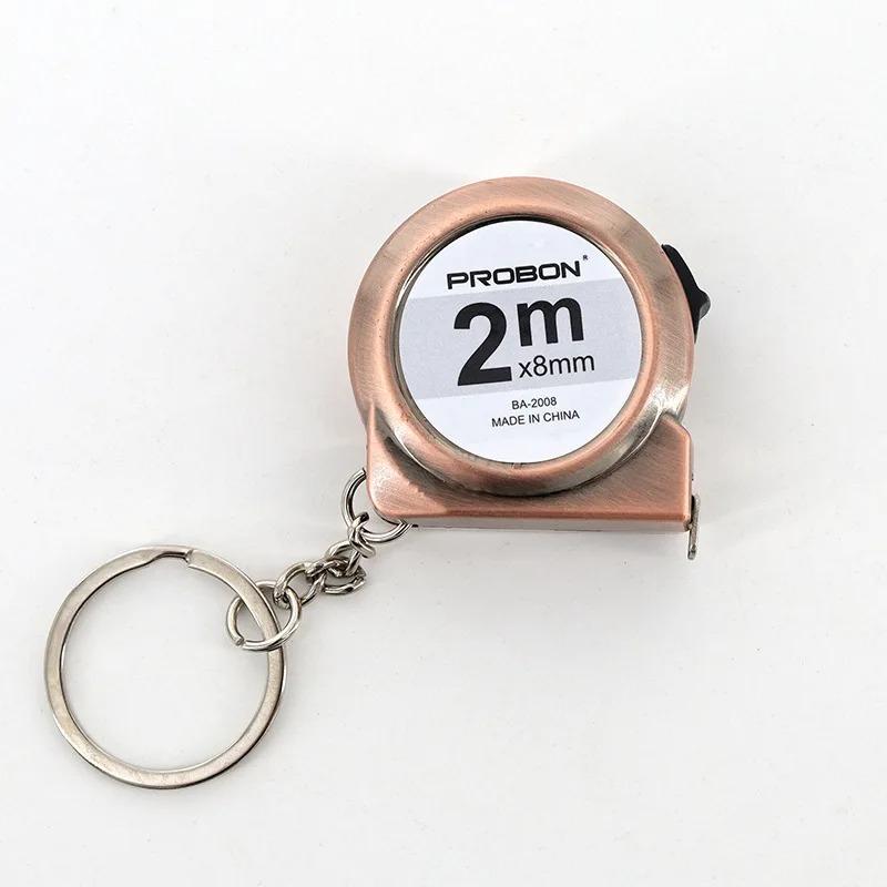 Portable Mini Tape Measure Retractable 2m Mild Steel Keychain Design Small Household Measuring Tool for DIY Crafting and Sewing