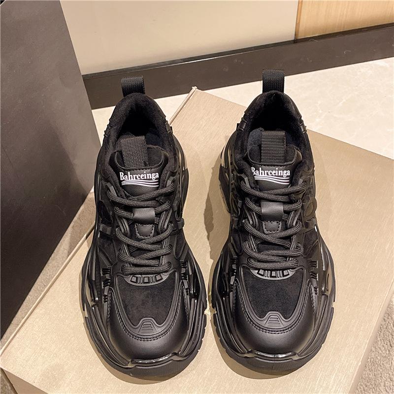 

Кожаные туфли для папы, новые женские зимние туфли на толстой подошве, бархатные повседневные спортивные туфли в европейском стиле на толстой подошве 40