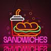 Burger and Sandwich Neon Sign Hamburger Shop LED Neon Light Fast Food Business Signs for Restaurant Kitchen Party Dimmable Light