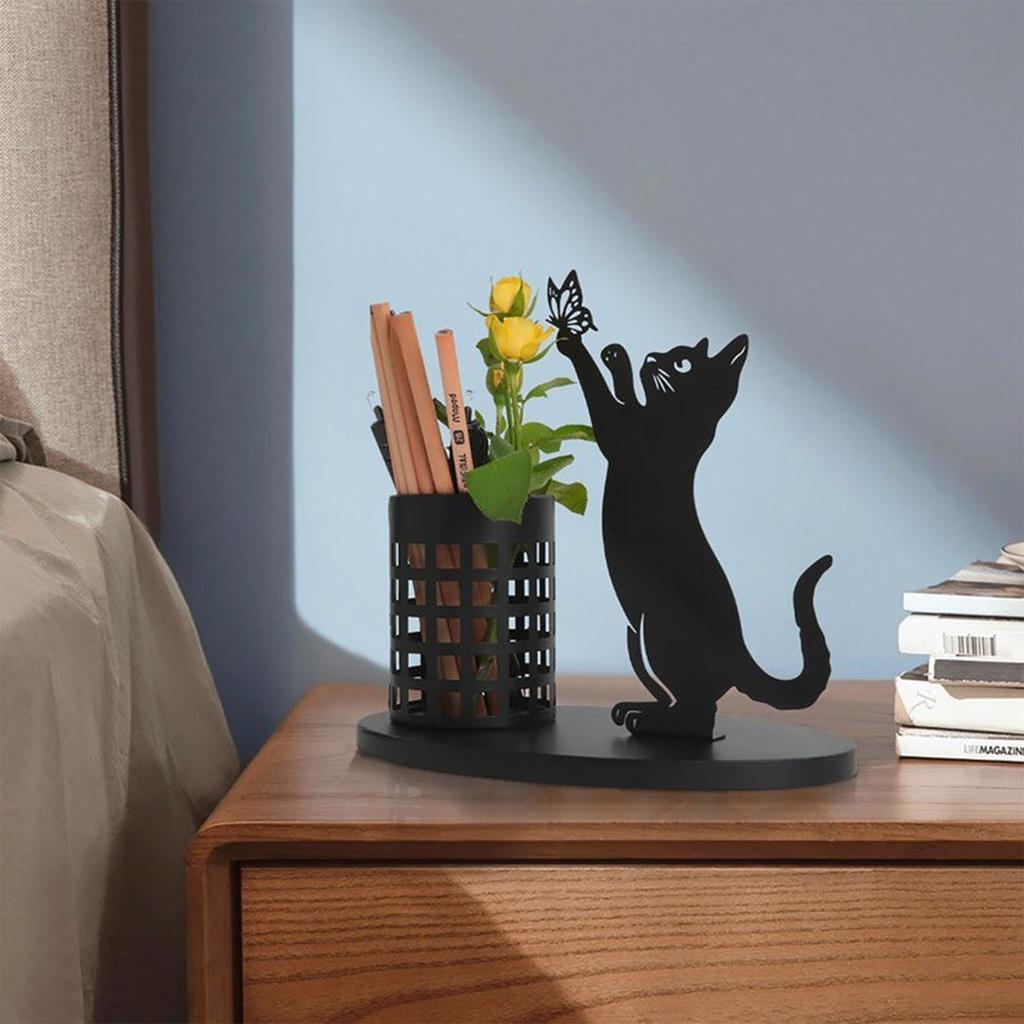 Metal Pen Holder Black Cute Animal Desk Pencil Organizer for Office Home Decor