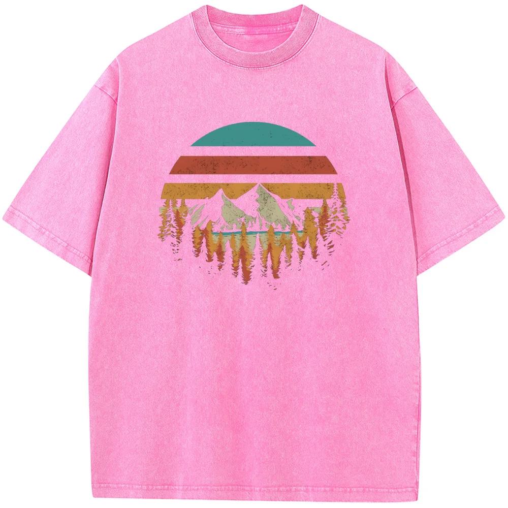 Men's Mountain Forest Deeply Wild Printed Crewneck Short-sleeve T-shirt Men Women Fashion Oversized T-shirt