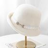 High Quality Light Luxury British Style Retro Felt Hat Elegant Wool Bucket Hat Women's Autumn and Winter Versatile Woolen Warm Top Hat