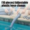 10Pcs Adjustable Hose Clamp For Swimming Pool Maintenance Screw Key Hose Clamps Plastic Filter Pump Connector Clips