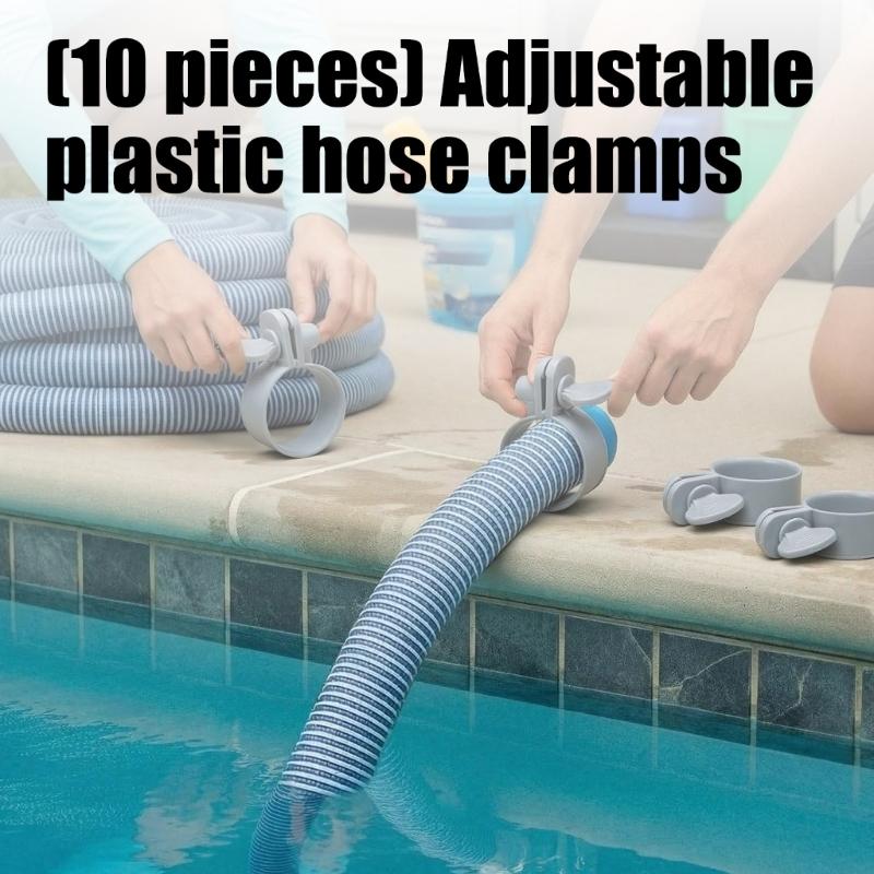 10Pcs Adjustable Hose Clamp For Swimming Pool Maintenance Screw Key Hose Clamps Plastic Filter Pump Connector Clips