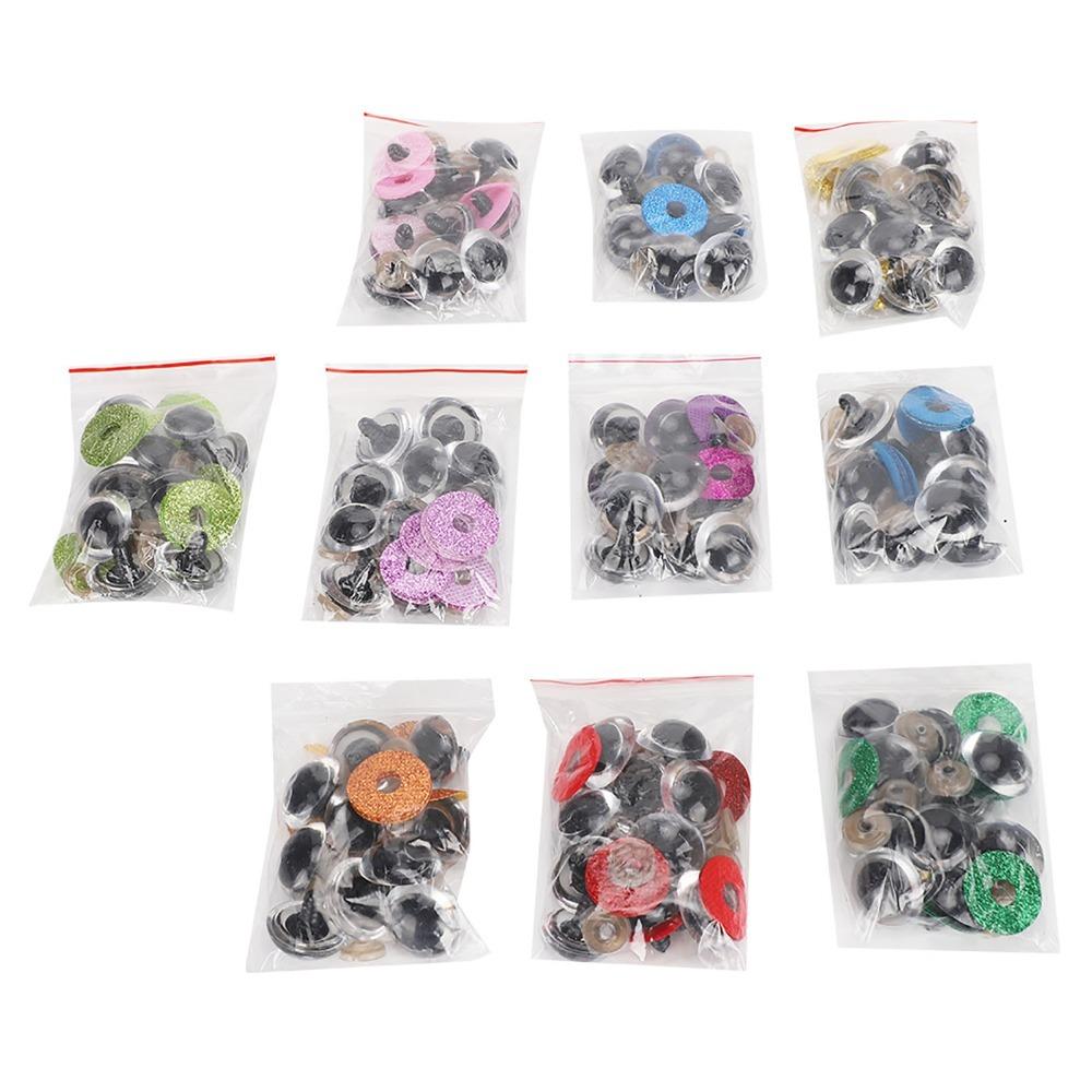 100PCS DIY Handmade Accessories Colorful Glitter Safety Eyes Plastic With Washers Glitter Safety Eyes Crochet Eyes Puppet