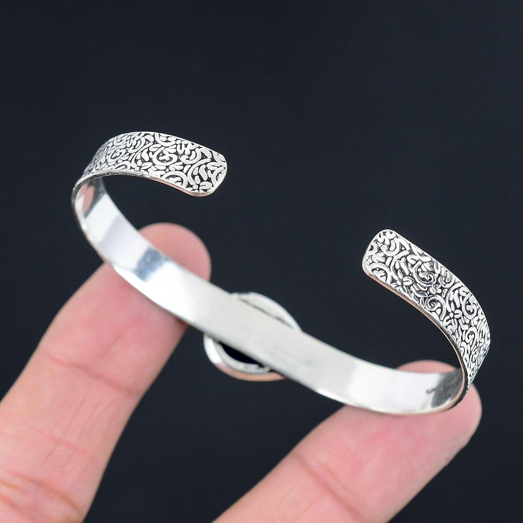 Pear Lapis Lazuli Gemstone Art Deco Wedding Anniversary Unique Bangle 925 Silver