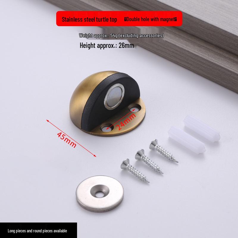 Stainless Steel No-Drill Magnetic Door Stopper with Anti-Collision Rubber