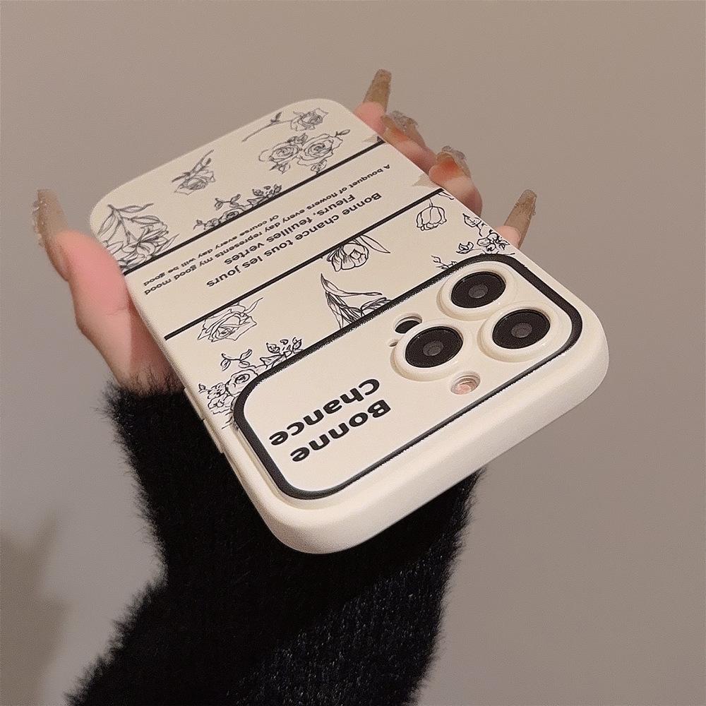 Sketch Rose Tulip Suitable for Apple 15 Promax Mobile Phone Case Iphone14 Temperament 11 All Inclusive 16 Huawei